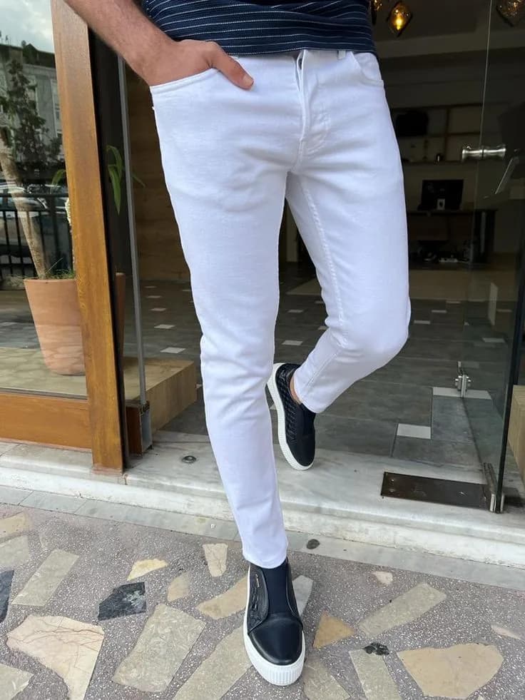 Эрэгтэй "Pure White" Слим Деним Өмд
